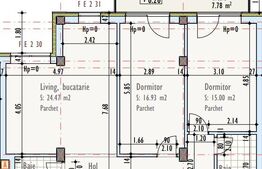 Apartament 3 camere, 2 bai, 77,26 mp, semifinisat, TVA inclus, zona Mărăști