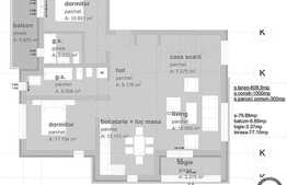 Vanzare Penthouse, 79,88 mp utili, terasa 77,15 mp, parcare, zona strazii Donath