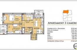 Vanzare apartament 3 camere, 57,44 mp, zona Baciu