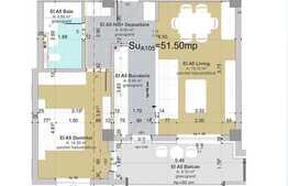 Vanzare apartament 2 camere, 51,50 mp, semifinisat, zona strazii Calea Turzii