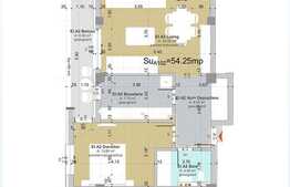 Vanzare apartament 2 camere, 54,25 mp, semifinisat, zona strazii Calea Turzii