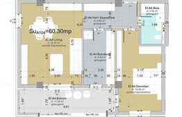 Vanzare apartament 2 camere, 60,30 mp, semifinisat, zona strazii Calea Turzii