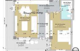 Vanzare apartament 2 camere, 52,90 mp, semifinisat, zona strazii Calea Turzii