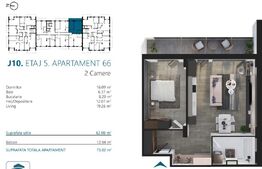 Apartament cu 2 camere, 62 mp, Ansamblu Rezidential, zona RIVUS