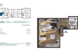 Apartament cu o camera, 38 mp, Ansamblu Rezidential, zona RIVUS