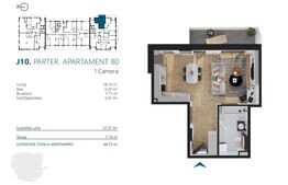 Apartament cu o camera, 37 mp, Ansamblu Rezidential, zona RIVUS