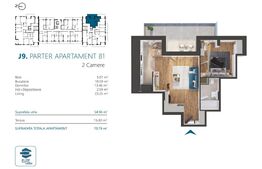 Apartament cu 2 camere, 54 mp, Ansamblu Rezidential, zona RIVUS