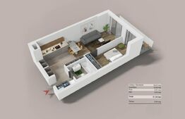 Apartament cu 2 camere, 52 mp, etajul 10  |Oxygen Residence 