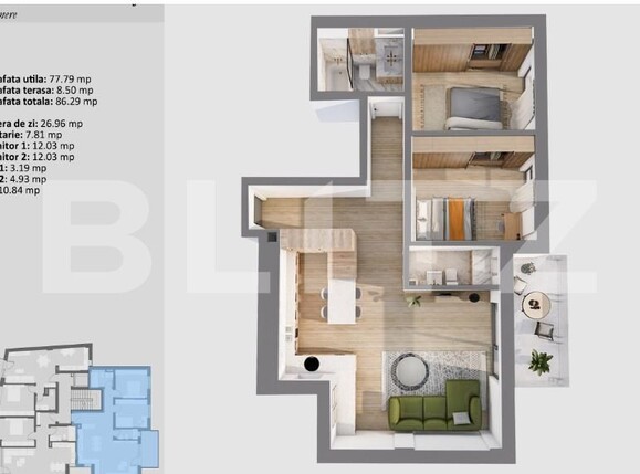 Apartament de vânzare 3 camere Central - 170880AV | BLITZ Cluj-Napoca | Poza1