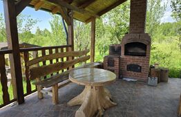 Cabană lemn cu 4 dormitoare, 120mp, teren intravilan de 1250mp