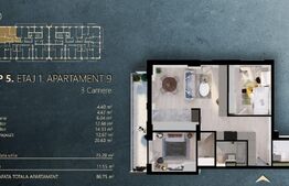 Ap. 3 camere[75 mp] Ansamblu Rezidential_zona RIVUS