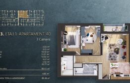 Ap. 3 camere[80 mp] Ansamblu Rezidential_zona RIVUS