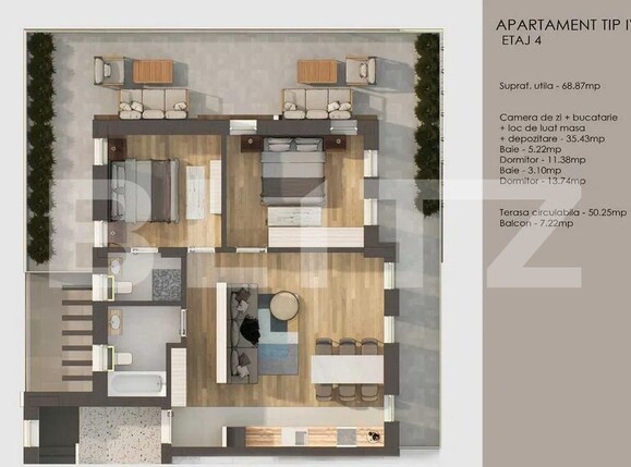 Apartament de vânzare 3 camere Tractorul - 173163AV | BLITZ Brașov | Poza4