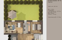  Apartament 2 camere, decomandat + grădină 80 mp, Tractorul 