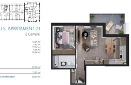 Apartament 2 camere, 53 mp, etaj intermediar, bloc nou, Zona Elite City
