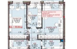 Apartament finisat, 55.61 mp, decomandat, CF disponibil, parcare, zona Terra