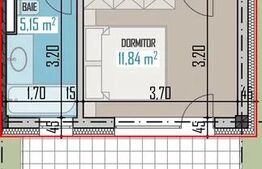 Apartament 2 camere, 37,10 mp, etaj intermediar, bloc nou, 2 balcoane, Baciu