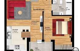 De vanzare apartament 2 camere, 43,05 mp, semifinisat, zona Profi