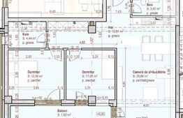 Apartament 3 camere, 70 mp, 2 bai, etaj intermediar, zona Terra