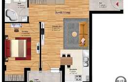 De vanzare apartament 2 camere, 55,11 mp, semifinisat, zona Profi