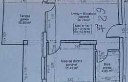 Oportunitate investitie! 2 camere, 37 mp, terasa 16 mp, zona Spitalului Regional