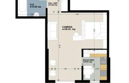 Apartament 1 camera, 41 mp, bucatarie inchisa, zona Dorobantilor