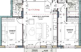 3 camere, 2 bai, etajul 2, comision 0, TERRA Oasului