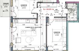 Apartament 3 camere, etajul 1, 2 bai, 2 balcoane, Terra Oasului