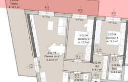 Apartament 3 camere, 69 mp, Terasa 32 mp, Imobil Nou, Zona The Office