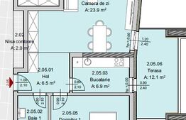 Apartament 2 camere, 56 mp, Terasa 12 mp, Imobil Nou, Semicentral