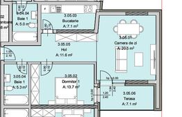 Apartament 2 camere, 58 mp, Terasa 7 mp, Imobil Nou, Semicentral