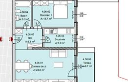 Apartament 2 camere, 57 mp, Terasa 6 mp, Imobil Nou, Semicentral