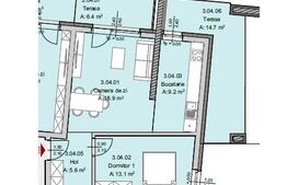 Apartament 2 camere, 52 mp, Terasa 21 mp, Imobil Nou, Semicentral