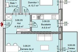 Apartament 2 camere, 58 mp, Terasa 7 mp, Imobil Nou, Semicentral