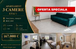 Apartament de 3 camere | Tractorul | Etaj 1 | Parcare inclusa