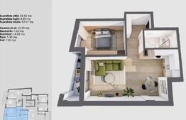 Apartament cu 2 camere, 58.42 mp, cu logie și finisaje premium, ultracentral