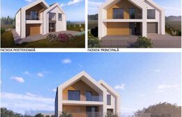 Casa premium semifinisata cu geam panoramic, garaj si teren 786mp