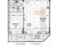 Apartament modern cu 2 camere, complet mobilat, 56 mp, parcare, terasa, Eroilor