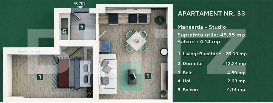 Apartament de vânzare 2 camere Sanpetru - 190287AV | BLITZ Brașov | Poza4