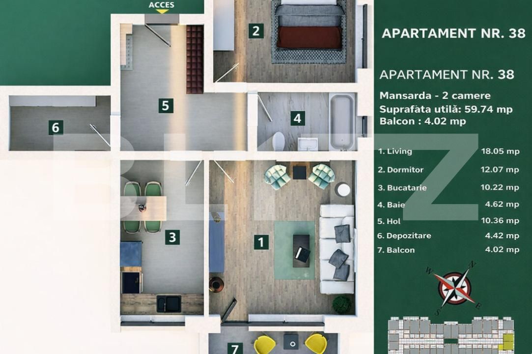 Apartament de vânzare 2 camere Sanpetru - 190292AV | BLITZ Brașov | Poza4