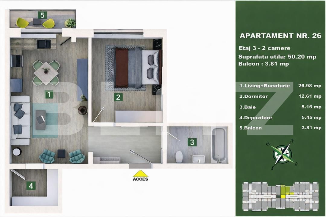 Apartament de vânzare 2 camere Sanpetru - 190302AV | BLITZ Brașov | Poza4