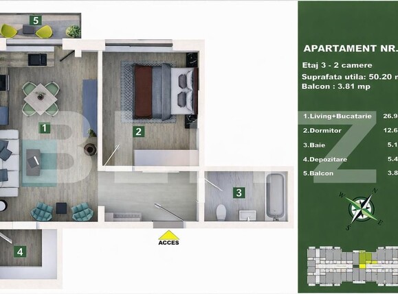 Apartament de vânzare 2 camere Sanpetru - 190396AV | BLITZ Brașov | Poza4