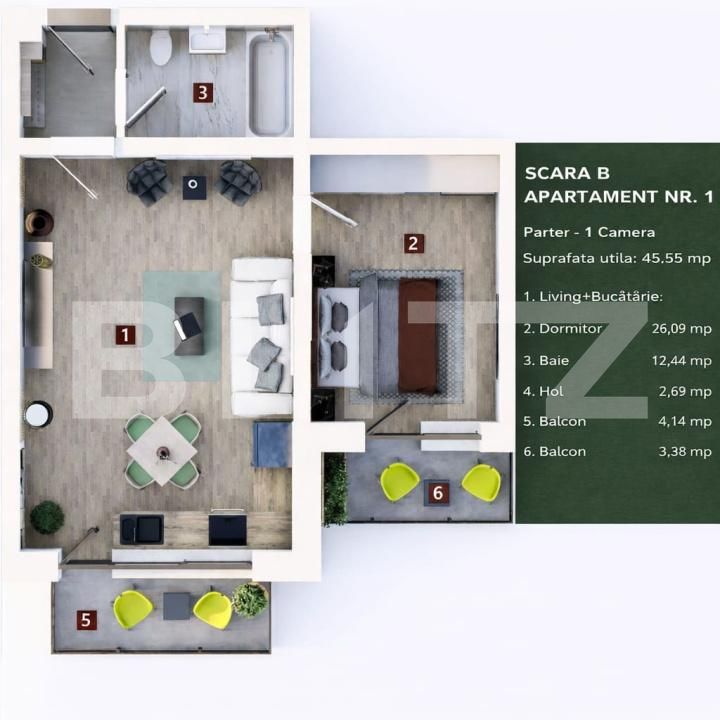 Apartament de vânzare 2 camere Sanpetru - 190398AV | BLITZ Brașov | Poza2
