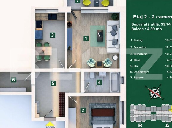 Apartament de vânzare 2 camere Sanpetru - 190543AV | BLITZ Brașov | Poza2
