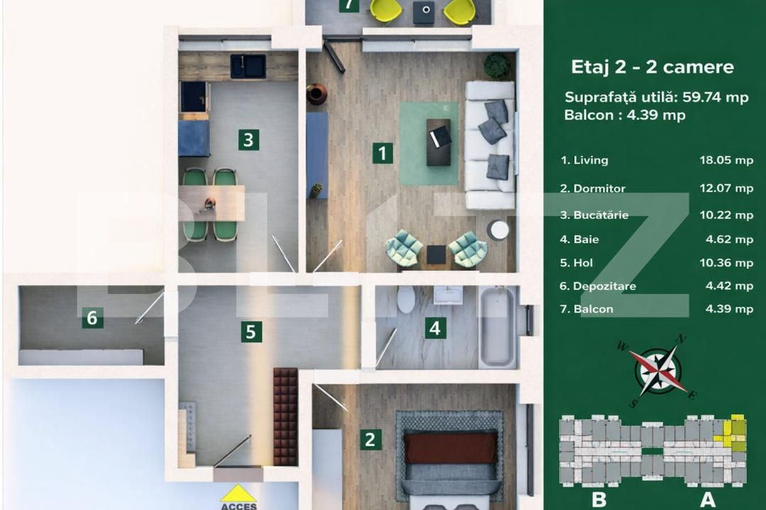 Apartament de vânzare 2 camere Sanpetru - 190543AV | BLITZ Brașov | Poza2