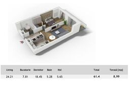 Apartament 2 camere, compartimentare ideală + terasă, Central 