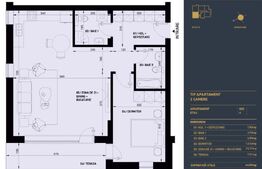 Apartament cu 2 camere, 2 bai, Smart Home, 64.5 mp - Complex Rezidential Nou