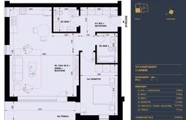 Apartament cu 2 camere, 2 bai, Smart Home, 64.5 mp - Complex Rezidential Nou