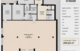 Spatiu comercial, 250 mp, finisat, imobil nou, 4 parcari cu CF, Pod Ira