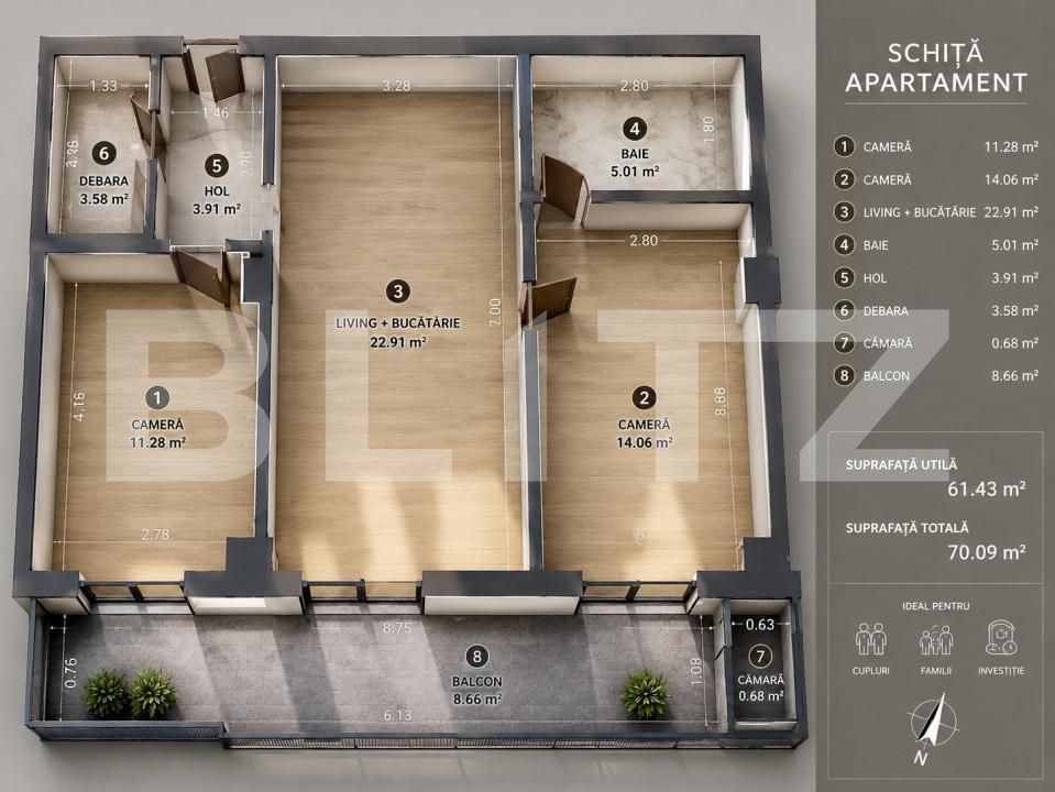 Apartament de vânzare 3 camere Manastur - 194249AV | BLITZ Cluj-Napoca | Poza1